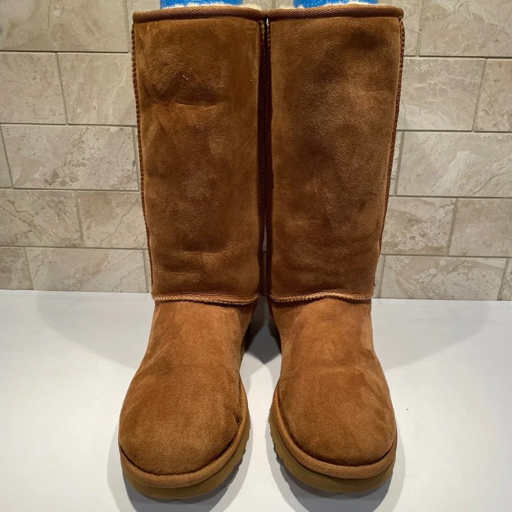 UGG Australia Classic Tall II Chestnut Brown Suede Sheepskin Boots 5815 Womens 9